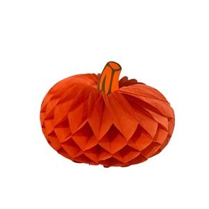 Vintage Beistle Honeycomb Pumpkin Decoration Orange Die-Cut Halloween